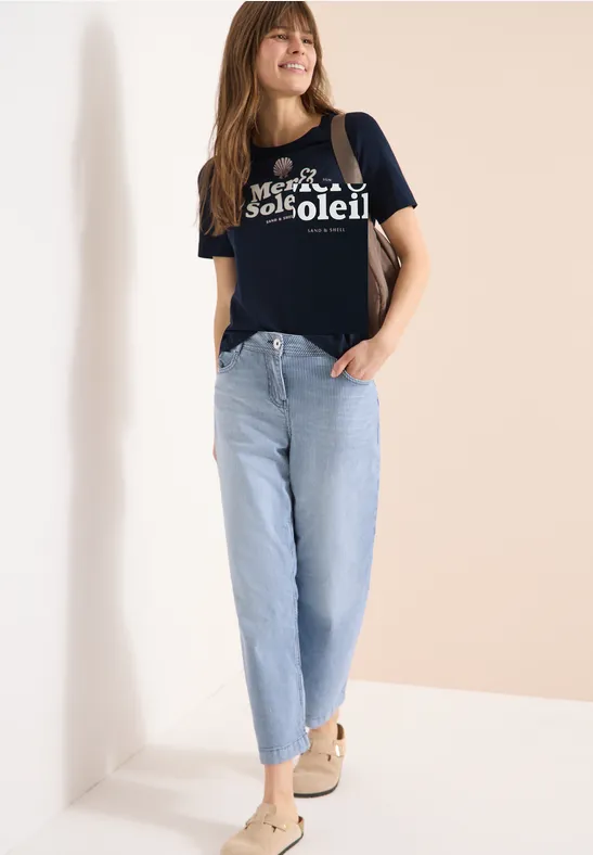 Jersey-T-Shirt mit maritimem Print