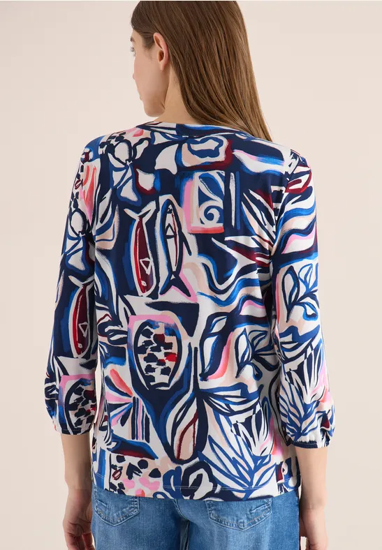 Tunika-Shirt mit abstraktem Print