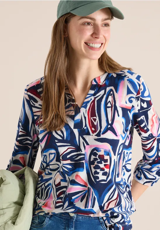 Tunika-Shirt mit abstraktem Print
