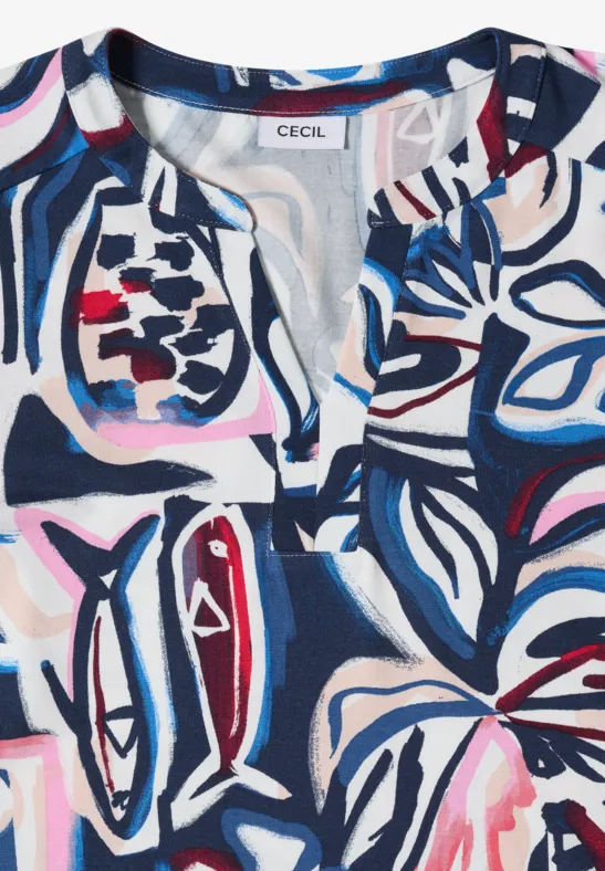 Tunika-Shirt mit abstraktem Print