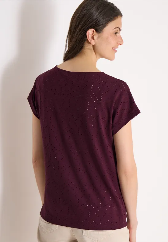 Ajour-Shirt mit U-Boot-Ausschnitt