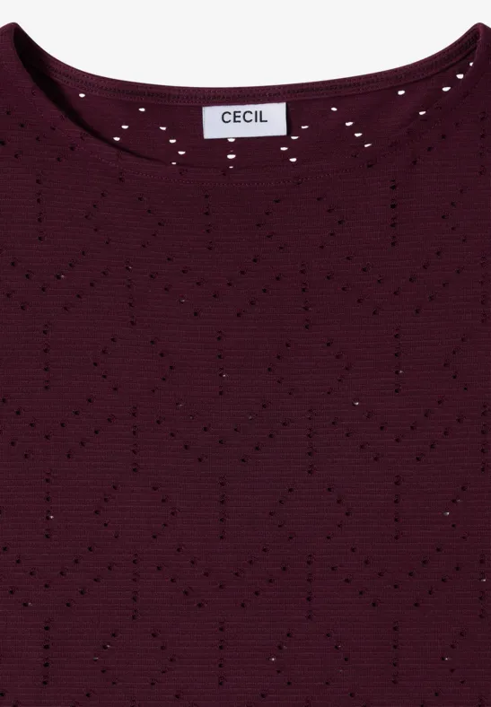 Ajour-Shirt mit U-Boot-Ausschnitt