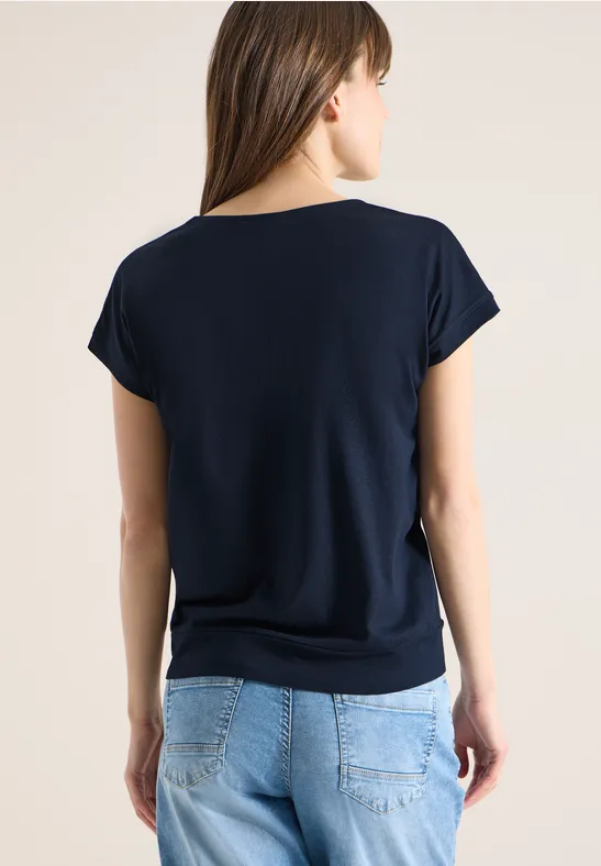 V-Ausschnitt Shirt aus Baumwoll-Modal-Mix