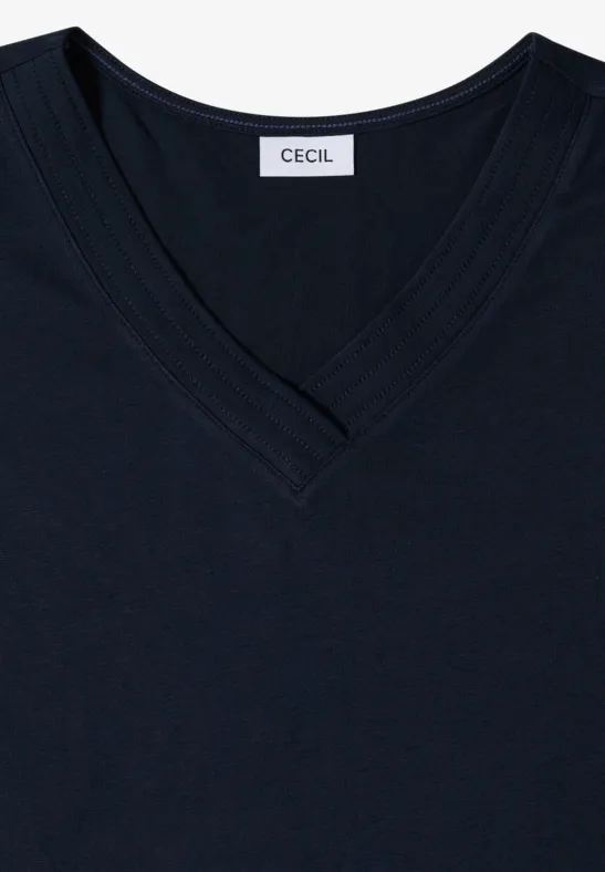 V-Ausschnitt Shirt aus Baumwoll-Modal-Mix