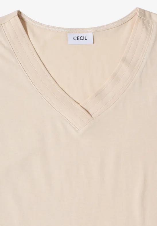 V-Ausschnitt Kurzarm-Shirt aus Baumwoll-Mix