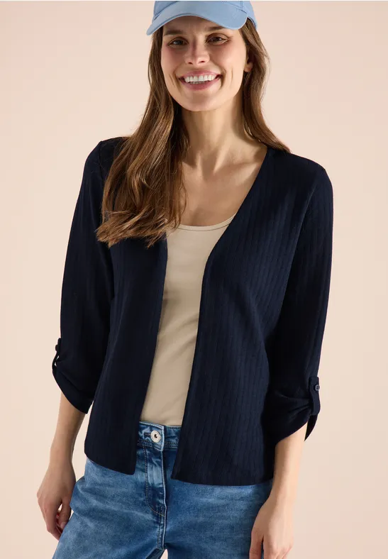Strukturierte offene Strickjacke