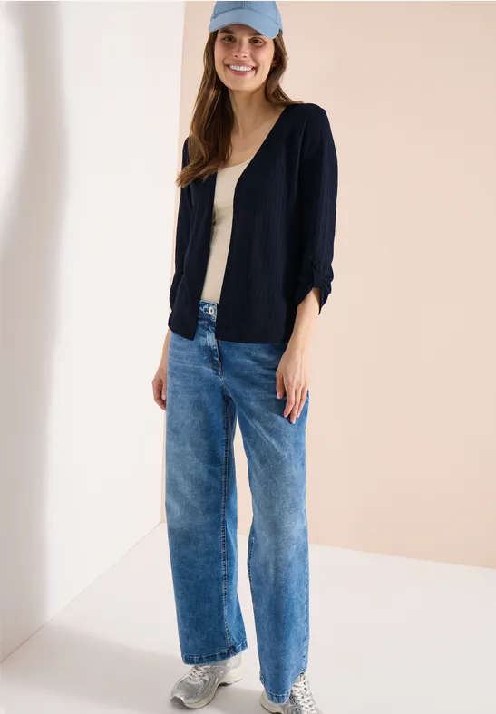 Strukturierte offene Strickjacke