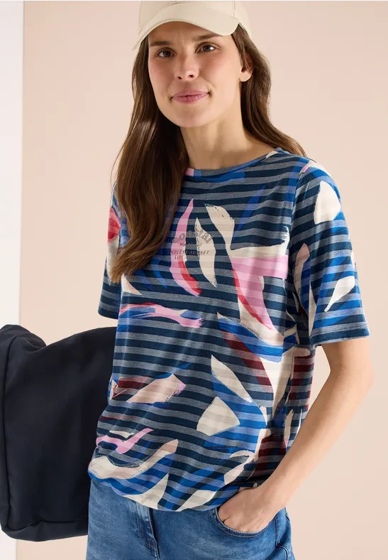 T-Shirt mit Ausbrenner-Streifenmuster
