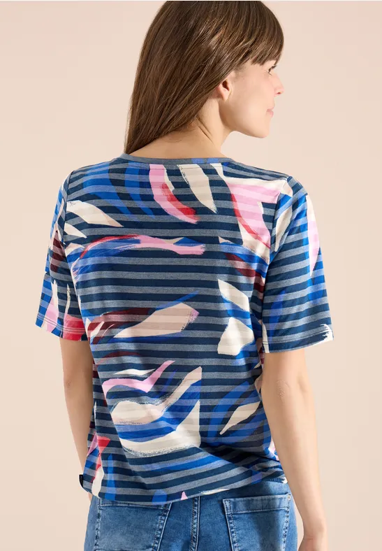 T-Shirt mit Ausbrenner-Streifenmuster