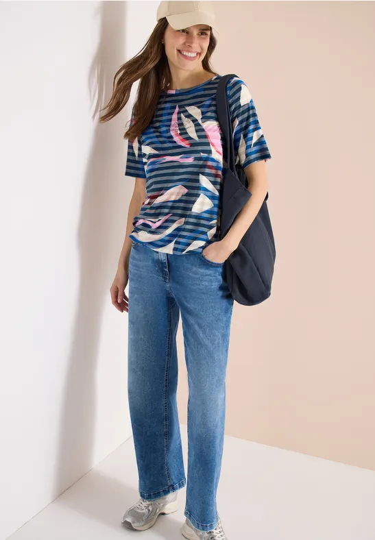 T-Shirt mit Ausbrenner-Streifenmuster