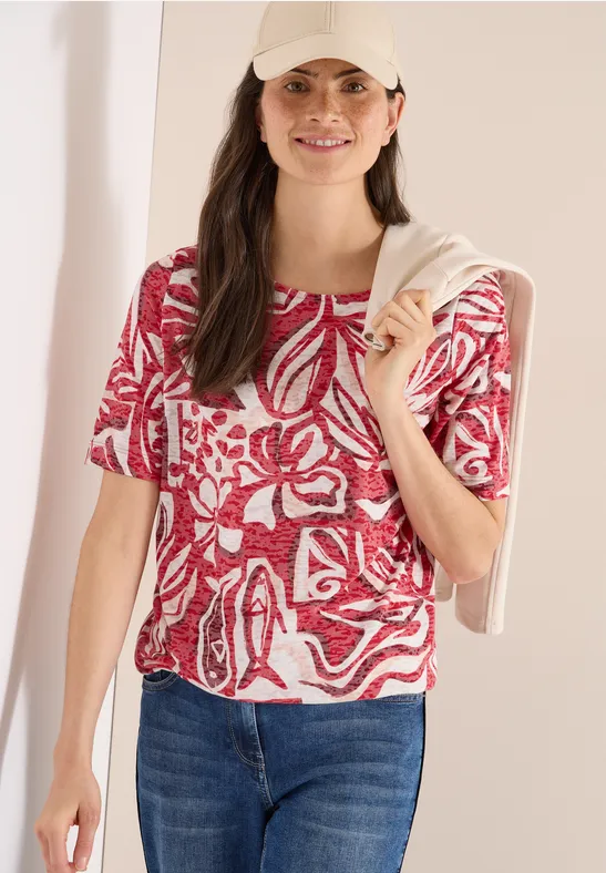 Maritimes Jersey-Shirt in Ausbrenner-Optik