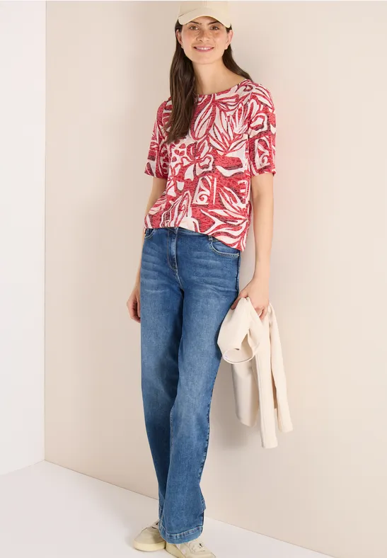 Maritimes Jersey-Shirt in Ausbrenner-Optik