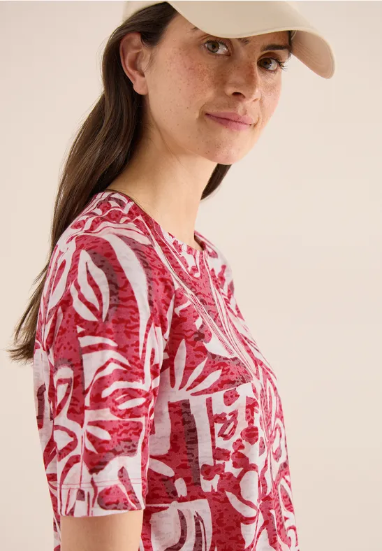 Maritimes Jersey-Shirt in Ausbrenner-Optik
