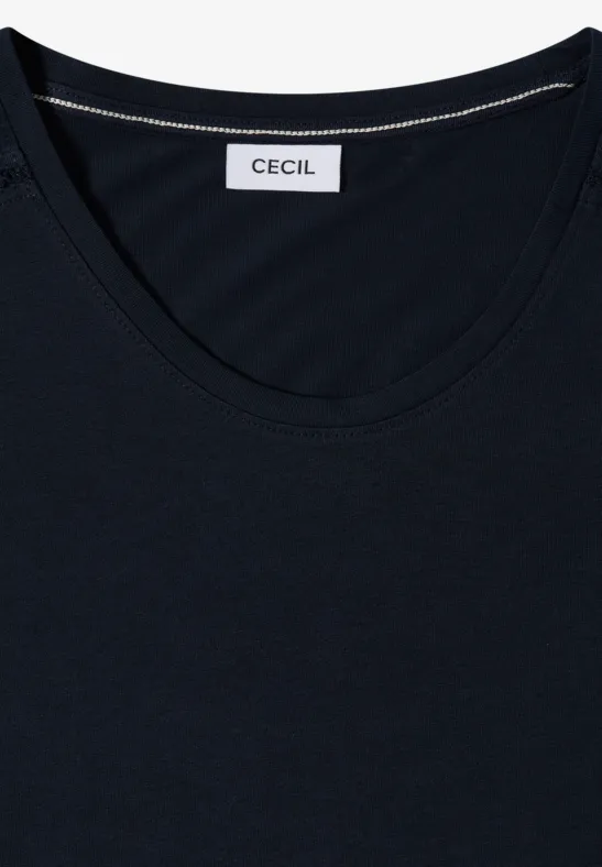 Jerseyshirt mit Spitzendetails an den Schultern