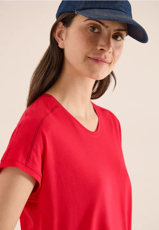 Jerseyshirt mit Spitzendetails
