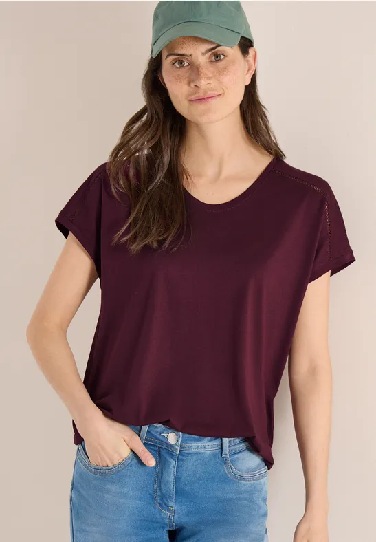 Jerseyshirt mit Spitzendetails