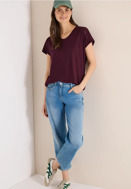 Jerseyshirt mit Spitzendetails