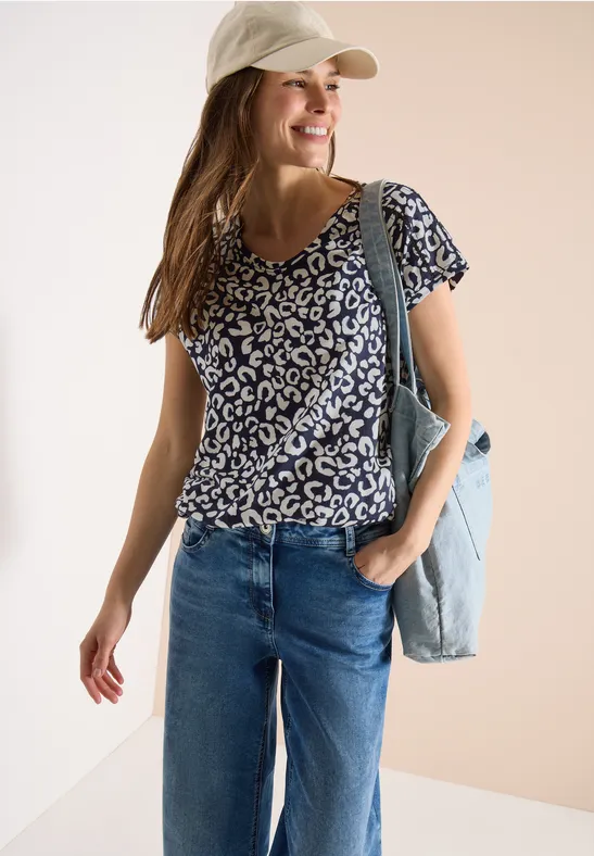 Shirt mit Leopardenmuster und Spitze