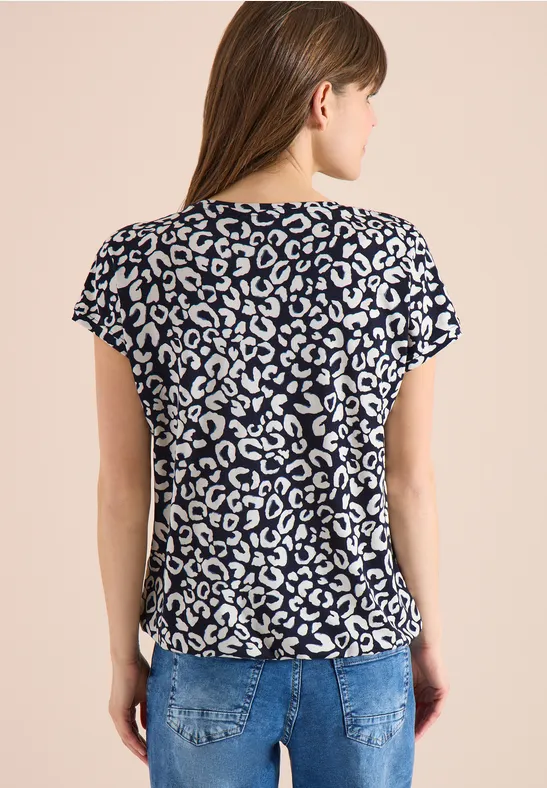 Shirt mit Leopardenmuster und Spitze