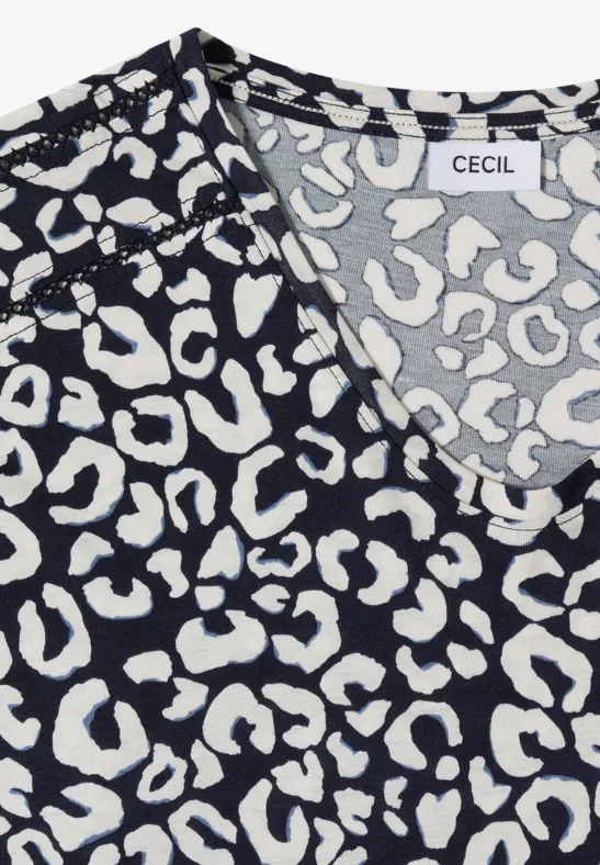 Shirt mit Leopardenmuster und Spitze