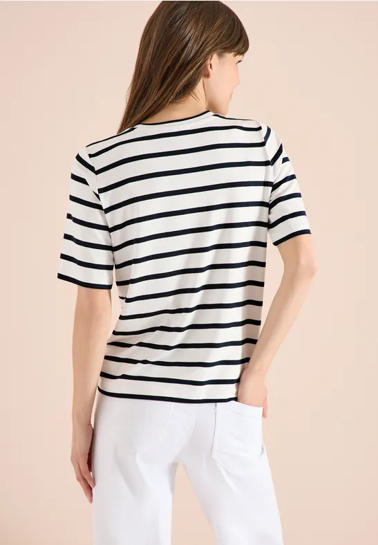 Gestreiftes Jersey-Shirt mit Grafikprint