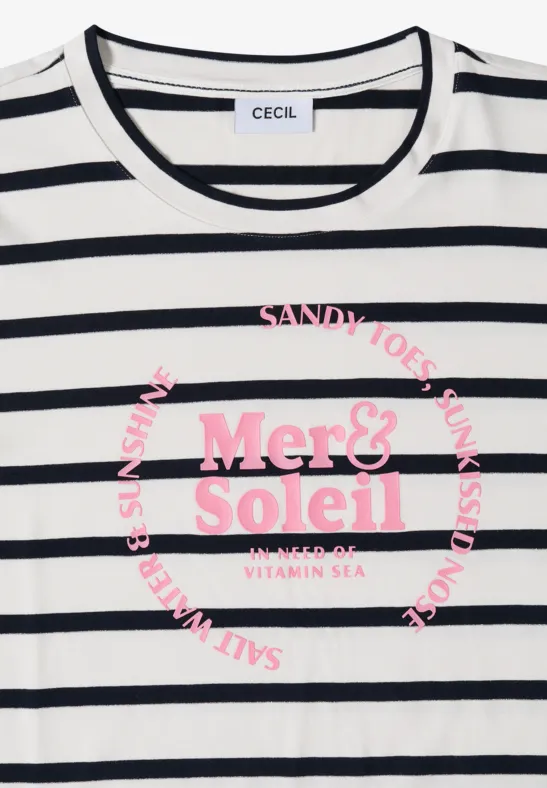 Gestreiftes Jersey-Shirt mit Grafikprint