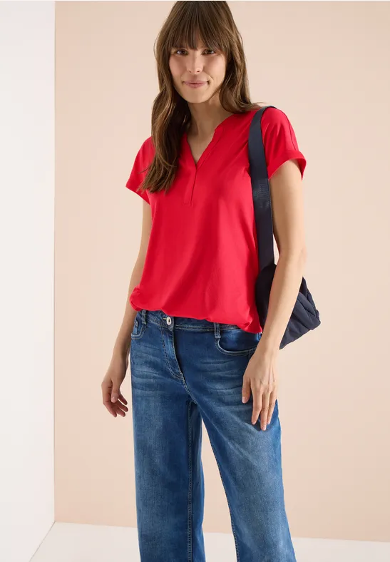 T-Shirt im Tunika-Stil mit Split Neck