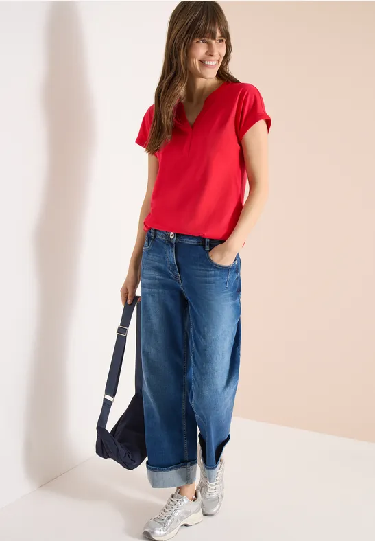 T-Shirt im Tunika-Stil mit Split Neck