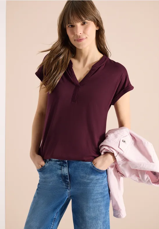 T-Shirt im Tunika-Stil mit Split Neck