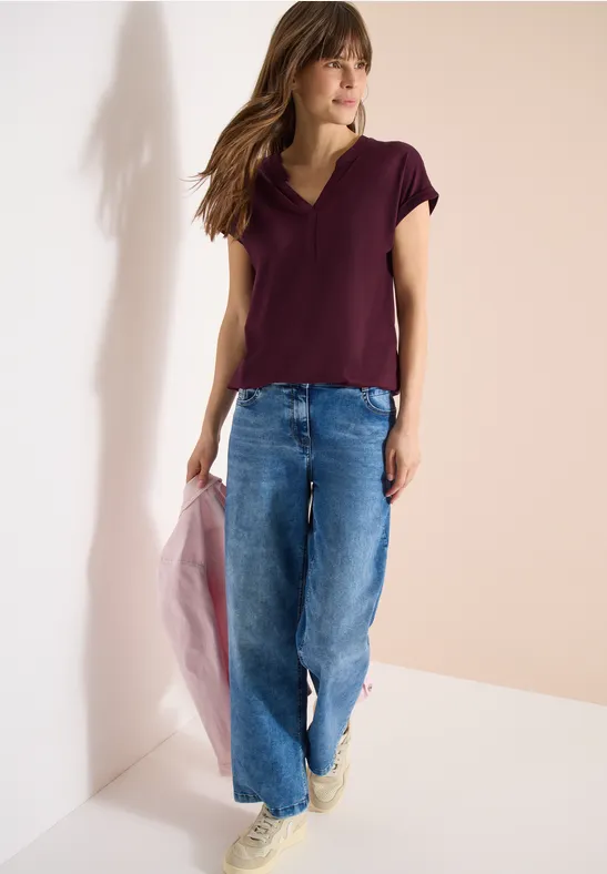 T-Shirt im Tunika-Stil mit Split Neck