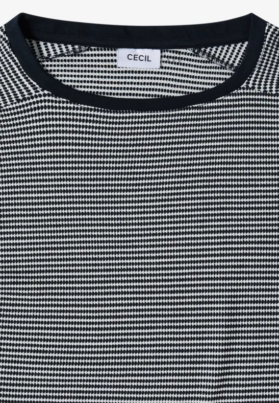 Strukturiertes Streifenshirt mit U-Boot-Ausschnitt