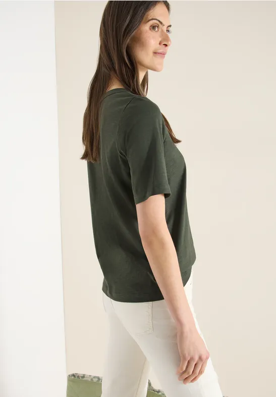 Legeres Slub-Shirt mit U-Boot-Ausschnitt