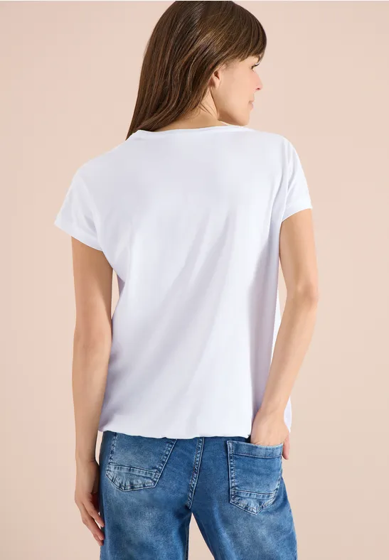 Jersey-T-Shirt mit Spitzendetails