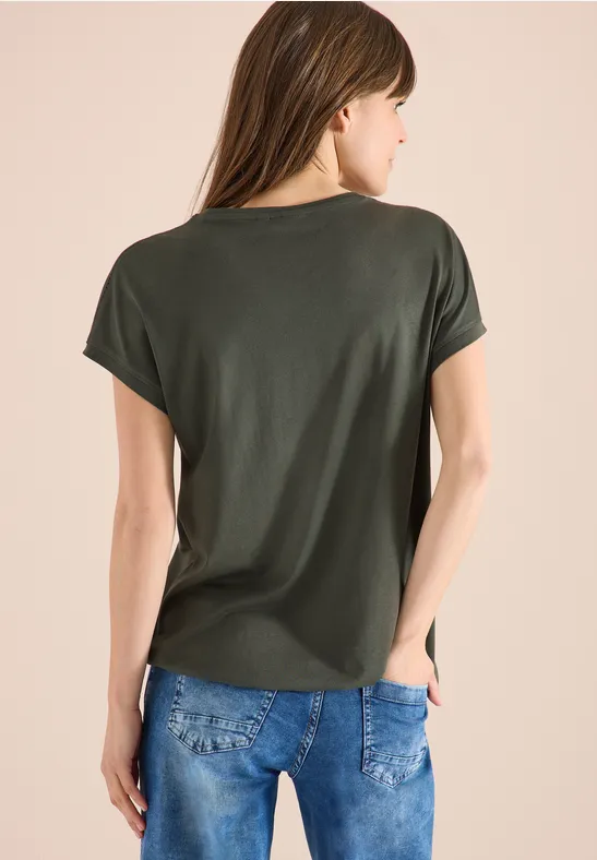 Jersey-Shirt mit Spitzen-Details