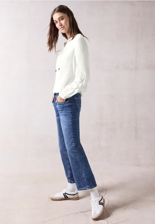 Strukturierte Bluse mit Bindeband