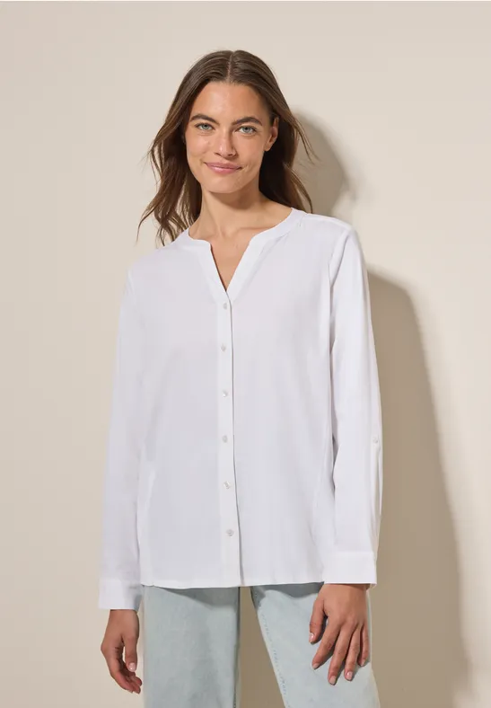 Bluse mit geschlitztem Rundhals