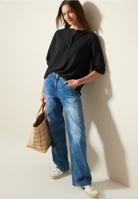 Strukturbluse mit Knopfleiste