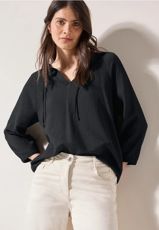 Strukturbluse mit Knopfleiste
