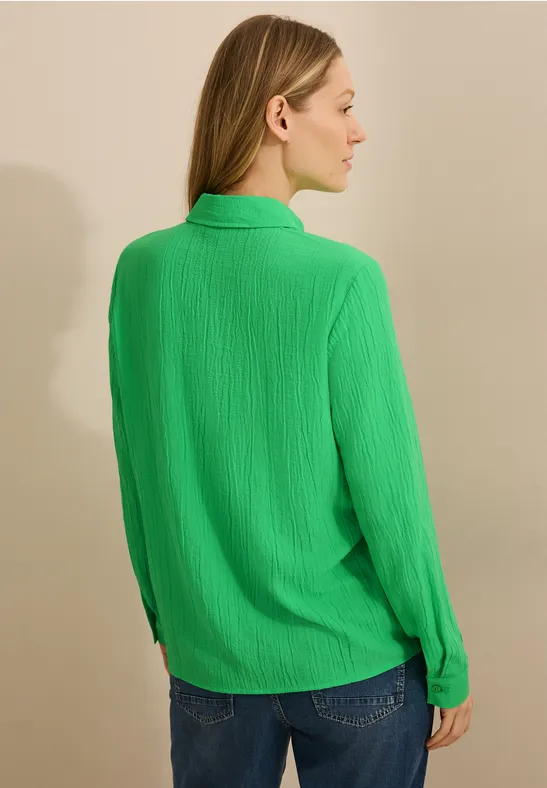 Strukturierte Henley-Bluse mit Langarm