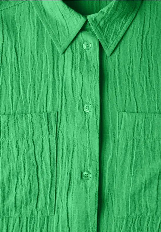 Strukturierte Henley-Bluse mit Langarm