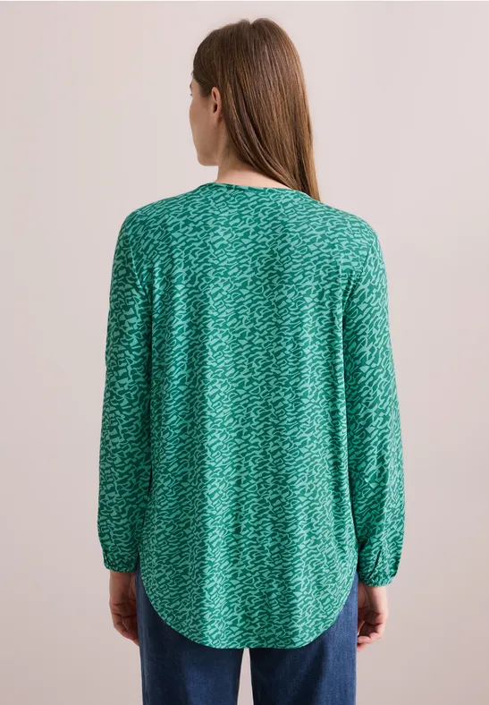 Bedruckte Bluse mit geschlitztem Ausschnitt