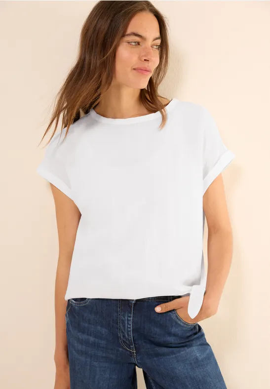Leinenmix-Bluse mit Knotendetail
