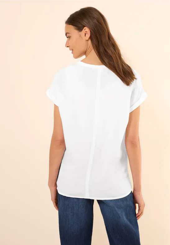 Leinenmix-Bluse mit Knotendetail