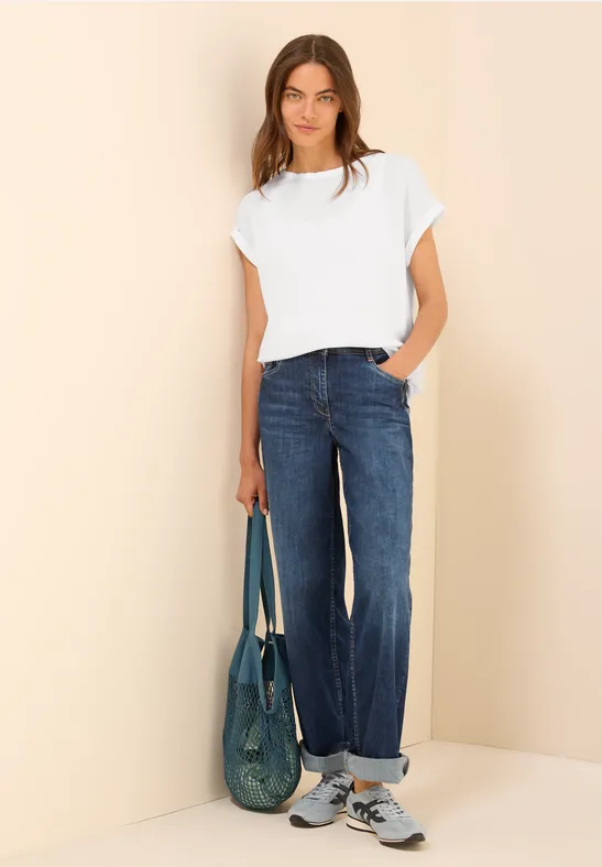 Leinenmix-Bluse mit Knotendetail