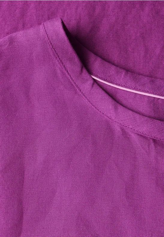 Leinenmix-Bluse mit seitlichem Knoten