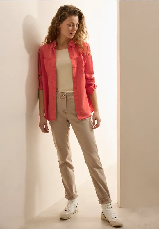 Lyocell-Hemdbluse im Washed-Look