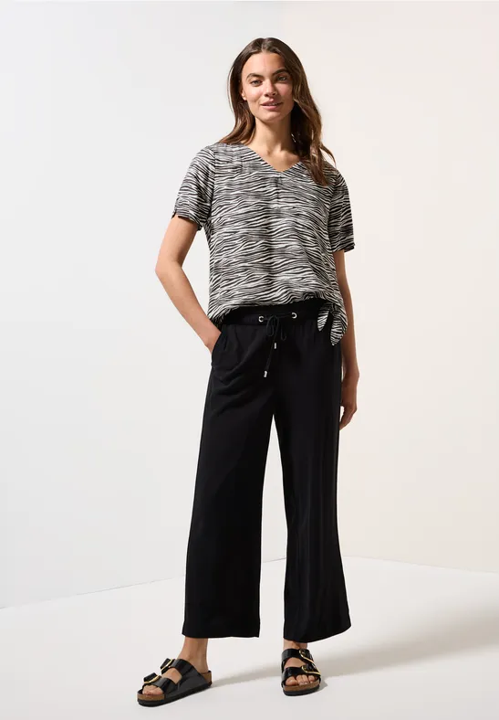 Zebra-Print Blusenshirt mit Knotendetail