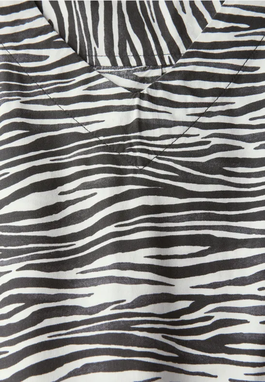 Zebra-Print Blusenshirt mit Knotendetail