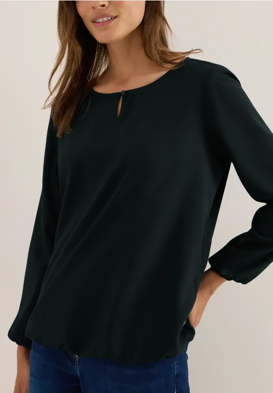 Weiche Viskosebluse mit Keyhole-Ausschnitt