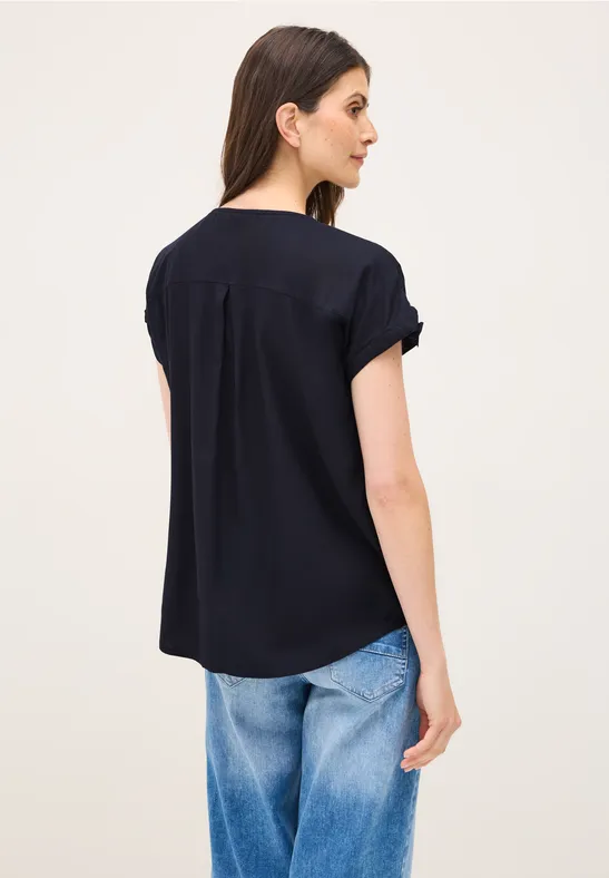V-Ausschnitt Blusenshirt mit Knotendetails